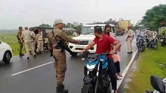 Cachar police drive against traffic rule violators in the Borkhola Borjatrapur