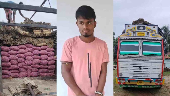 Hailakandi police seized truck loaded 155 quintals burmese supari