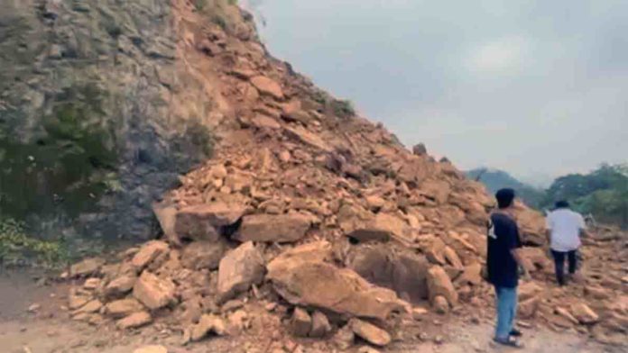 Landslide at Belacherra on Silchar-Halflong National Highway