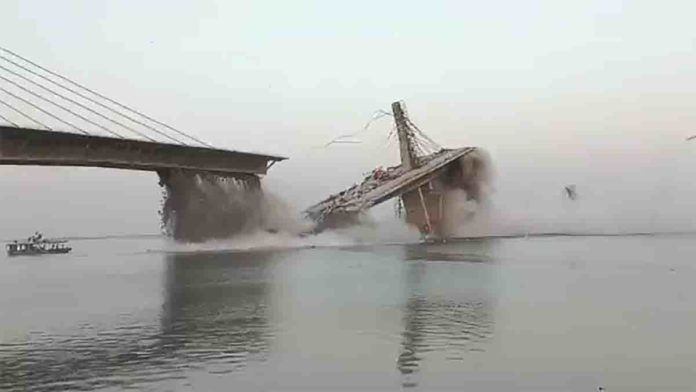 Under Construction Bihar Bhagalpur Bridge Collapse in Ganga River Second Time