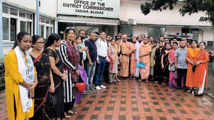 Human Chain in Silchar Condemns Hindu Persecution in Bangladesh