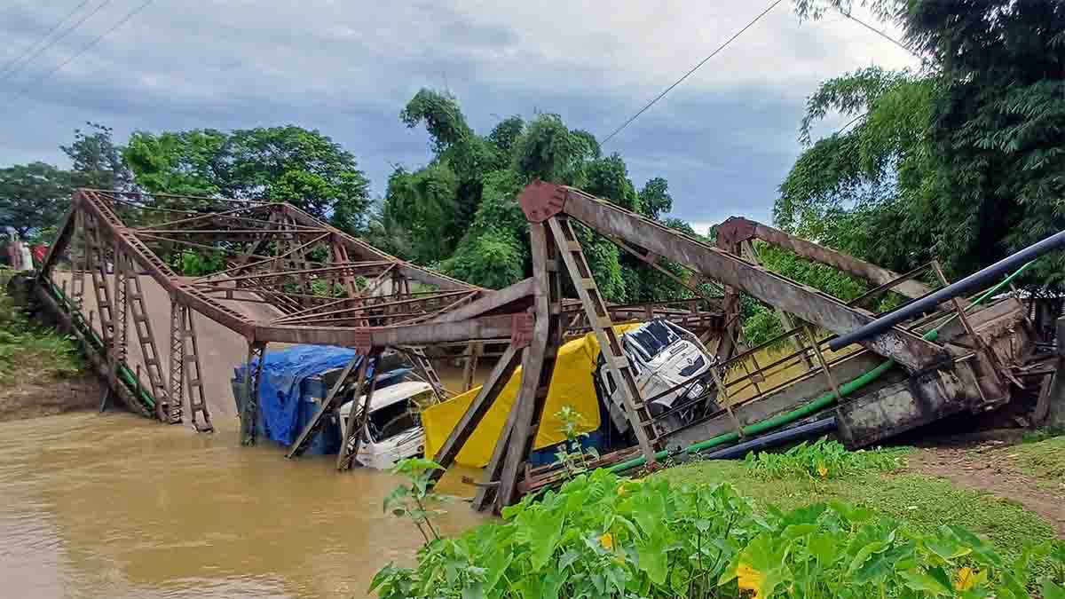 Harang Bridge Collapse on Silchar-Kalain Road with Overloaded Tippers